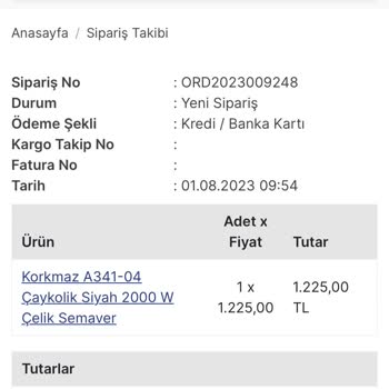 Ev Bazaar AVM Ürünün Kargoya Verilmemesi