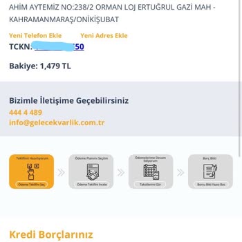 Gelecek Varlık Yönetim Borçlu Kişinin T. C. Kimlik Numarası Olarak Benim T. C. Kimlik Numaram