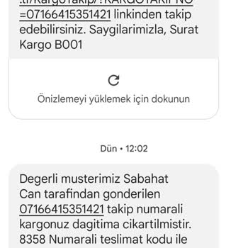 Sürat Kargo Kargo Teslim Edilememesi