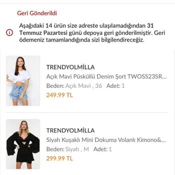 Trendyol Teslim Edilmeyen Ürünlerin Ücret İadelerinin Yapılmaması