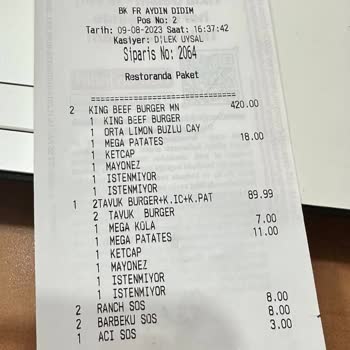 Burger King'den Aldığım Ürünlerde Sorun