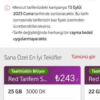 Vodafone Taahhüt Ayı Eksik Ve Yüksek Fiyatlı Paketler