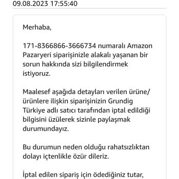 Amazonda Grundig Türkiye Satıcıdan Alınan Robot Süpürge İzinsiz İptali