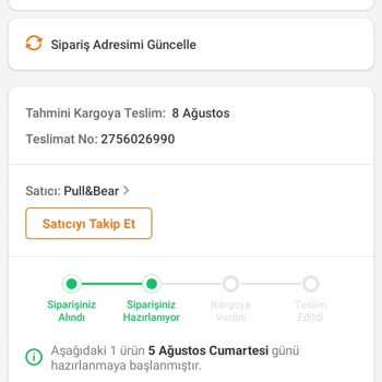 Pull and Bear Teslimat Yavaş Ve Kargoya Verilmiyor