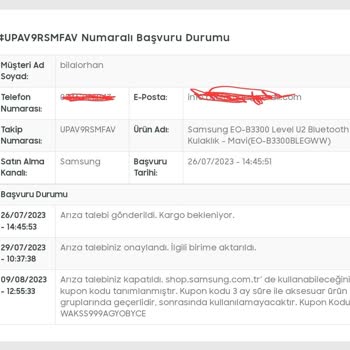 Samsung Aksesuar Garantiden Değişim Veya Tamir Yapmıyor.