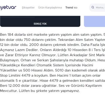Sint Market 20 Bin Dolardan 12 Bine Düşürdüler Sonra Hesabımı Kapattı.
