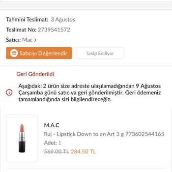 Mac Cosmetic - Kargo Mağduriyeti