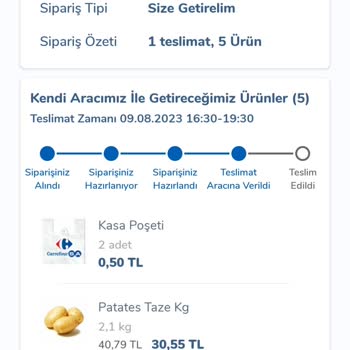 Carrefour SA Mersin Akdeniz'deki Siparişim Geç Teslim Edildi
