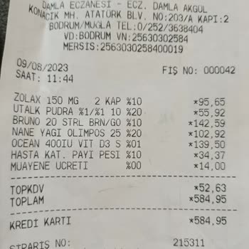 Aldığım İlaçların Fiyatı Ve Muayene Ücreti Almaları!