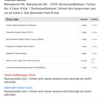 Migros Sanal Market Teslim Etmediği Siparişi Teslim Gösteriyor