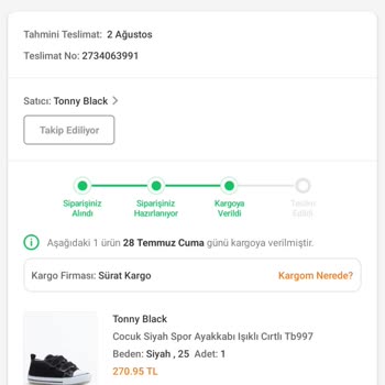 Trendyol'dan Aldığım Tonny Black Marka Ayakkabı Hala Gelmedi