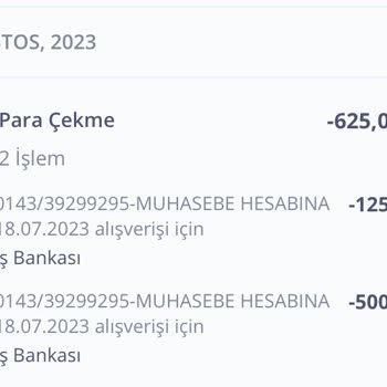 İş Bankası Muhasebe Hesabına (alışveriş İçin) Açıklaması İle Çekilen Para