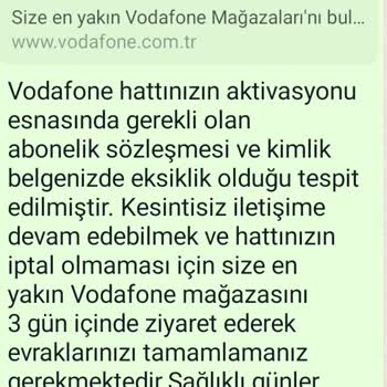 Vodafone Hat Aktivasyon Kimlik Bilgisi Eksikliği