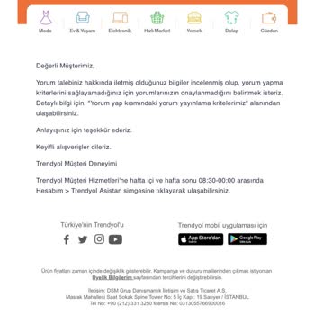 Trendyol Yorum Reddi Müşteri Temsilcilerinin İlgisizliği