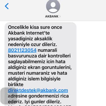 Akbank Mobil Uygulama Hatası