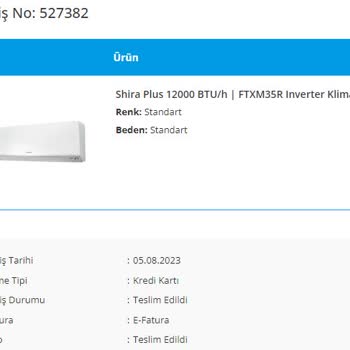 Daikin Online Siteden Alınan Ürünün Nerede Olduğu Bilinmiyor