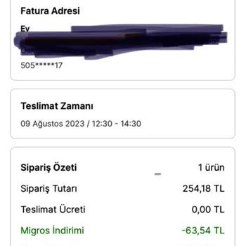 Migros Ürünü Tarafıma Haber Vermeden Stokta Olmasına Rağmen İptali