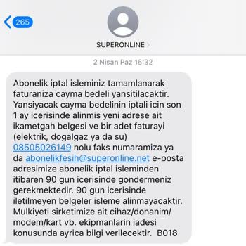 Superonline Hizmet Veremediği Halde Cayma Bedeli Yansıtıyor
