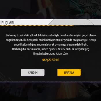 Garena Free Fire Hesabım Ban Yemiş Giremiyorum