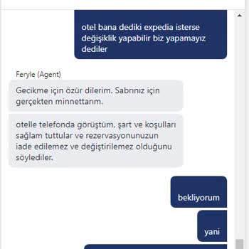 Hotels.com Rezervasyon Değişiklik İptal Ve Geri İade Yapmıyor.