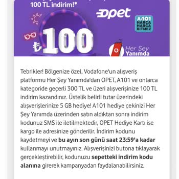 Vodafone Her Şey Yanımda Vodafone Hediye Çarkı Kuponumu Vermiyor