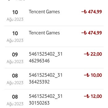 Vodafone Hattımdan Tencent Games Adlı Site Para Çekme İşlemi Yapmıştır