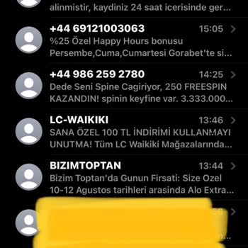 Türk Telekom Hattıma +44'lü Numaralardan Gelen SMS'ler