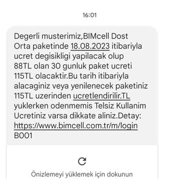 Bimcell Tarife Değişikliği Ve Zam Şikayeti