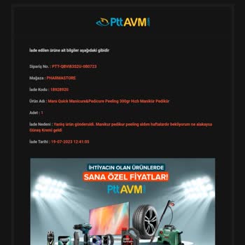 Epttavm Ve Pharmastore Alakasız Ürün Gönderip Ücret İademi Yapmadı