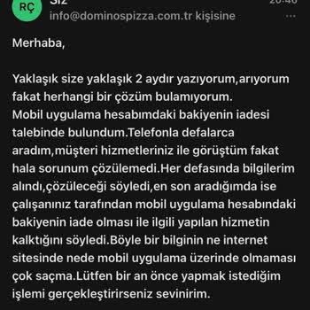 Domino's Pizza Mobil Uygulama Ücret İadesi