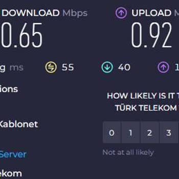 Türk Telekom Download ve Upload Hızları Çok Düşük
