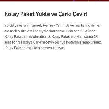 Vodafone Hediye Çarkı Ve Kolay Paket Sorunu