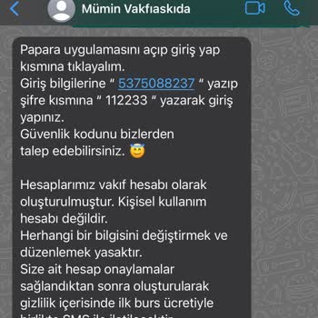 Mümin Vakfı P*****a Hesabı Açtırıp Bilgilerimi Aldı
