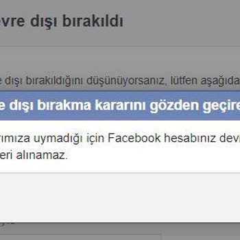 Facebook Hesap Kapatıldı