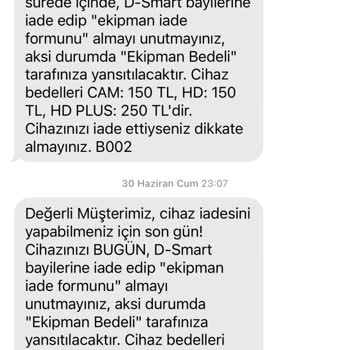 DSmart Cihaz Bedeli Yanlış Faturalandırma