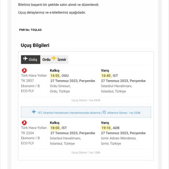 THY Uçak Bileti Rötarı