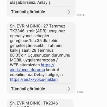 THY Uçak Bileti Rötarı