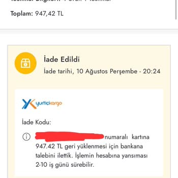 Yurtiçi Kargo Siparişimin İznim Ve Bilgim Olmadan İade Gönderilmesi