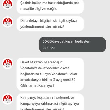 Vodafone Yeni Hat Aldım 30 GB Hediye Gelmedi