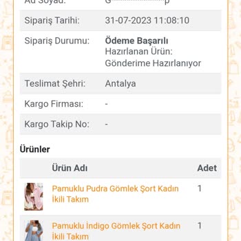Nare Giyim Sipariş Sorunu