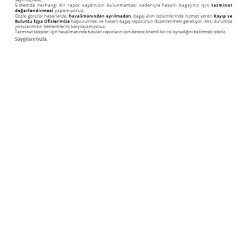 THY Hasarlı Bagaj Teslimi Ve Tazminatın Reddi - 2023142397