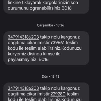 Aras Kargo, Kabul Edilmiyor SMS'i