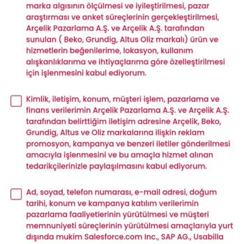 Arçelik Oliz Uygulama Kullanım Şartları