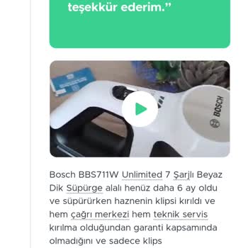 Bosch Marka Şarjlı Süpürge Toz Haznesinin Klipsi Kırıldı