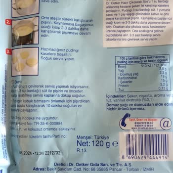 Dr. Oetker Puding Bozuk Çıkması