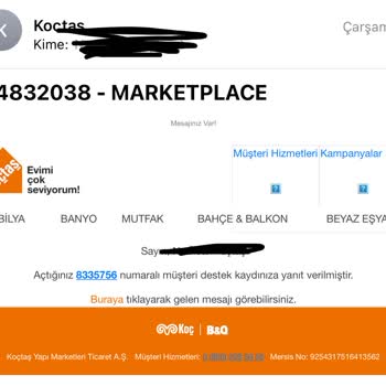 Koçtaş Ürün Teslimatı Yapılmadı