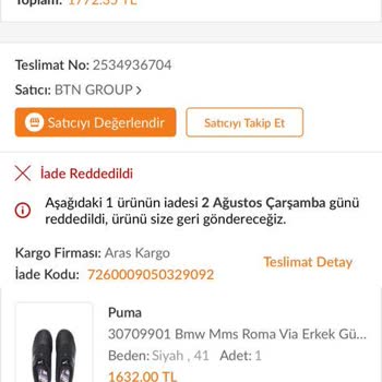 Trendyol Puma Roma BMW Ayakkabı Üretim Hatasını Kabul Etmiyor