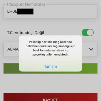 Passolig Uygulaması Üzerinden, Pasaport No İle Bilet Tanımlama Hatası