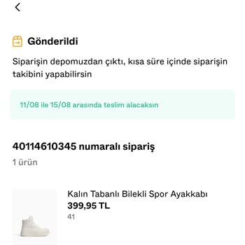 Bershka'dan Sipariş Ettiğim Ürünün Takibi Yapılmıyor Ve