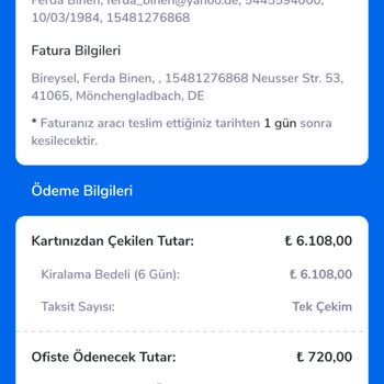 Central Rent A Car Haksız Yere Kazanç